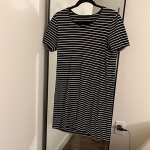 Modest striped Gucci leather detail dress